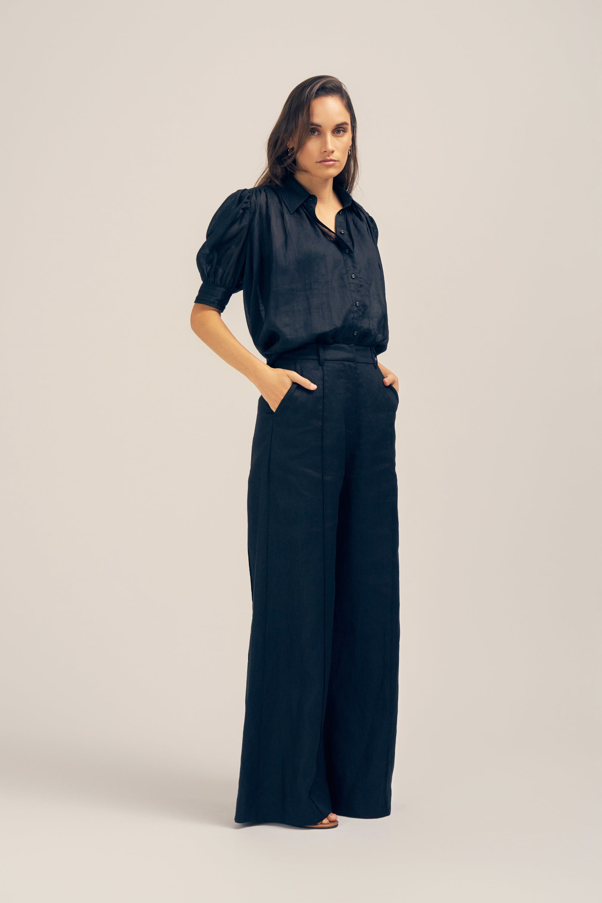 Ardent Black linen Wide Leg Trouser Pants – Colleen Collective