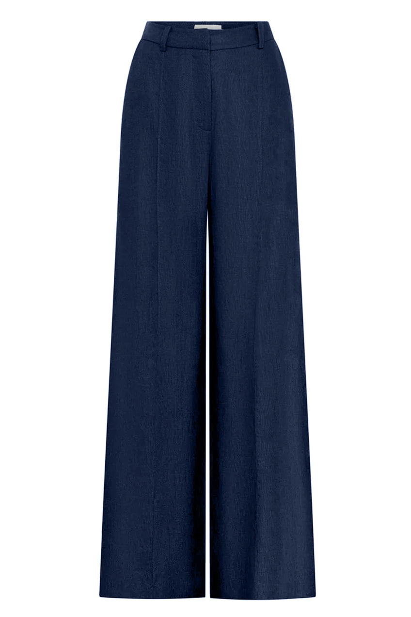 Serene Navy Linen Wide Leg Trouser Pants – Colleen Collective