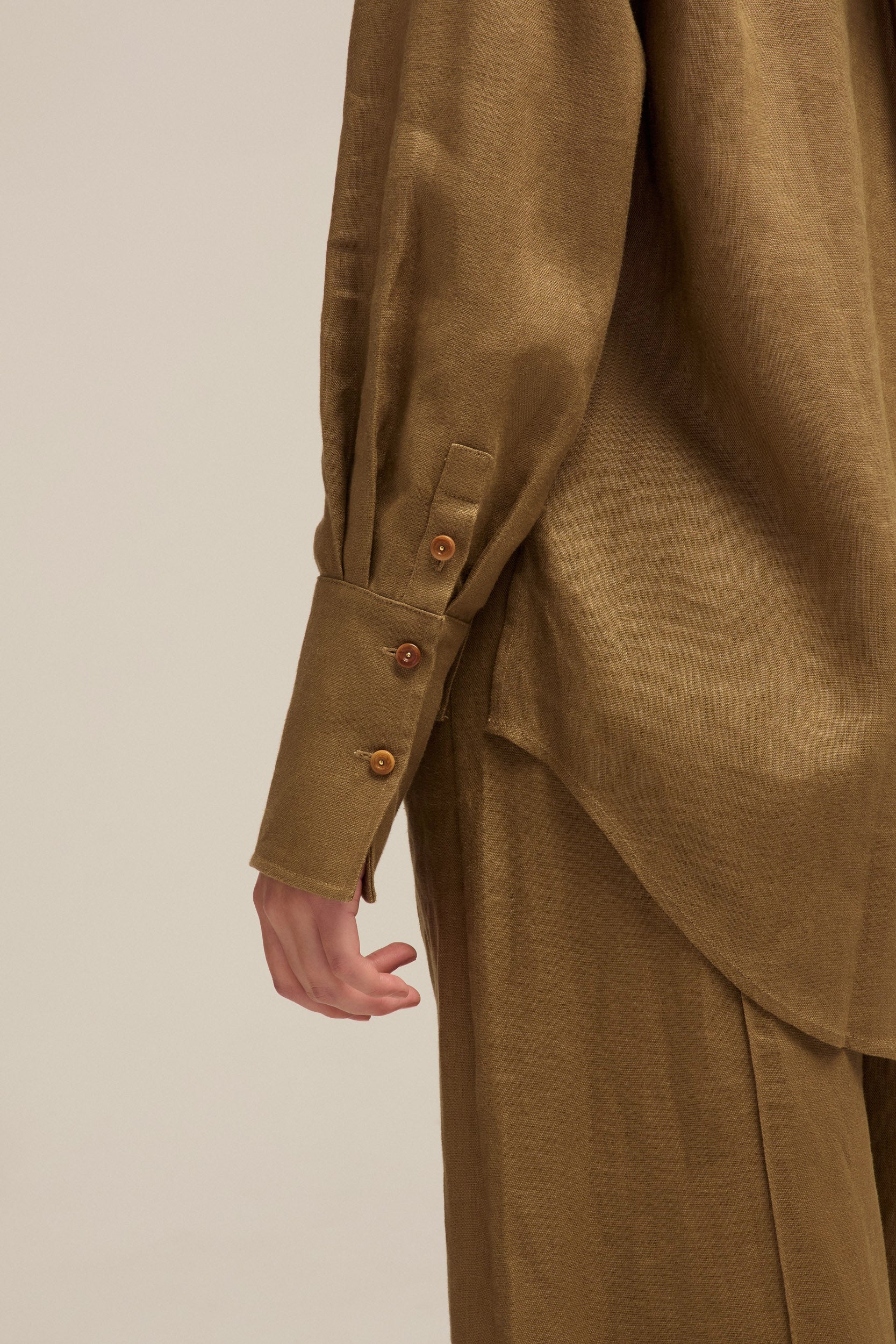 Ardent Yellow Olive Linen Shirt Sleeve Cuff