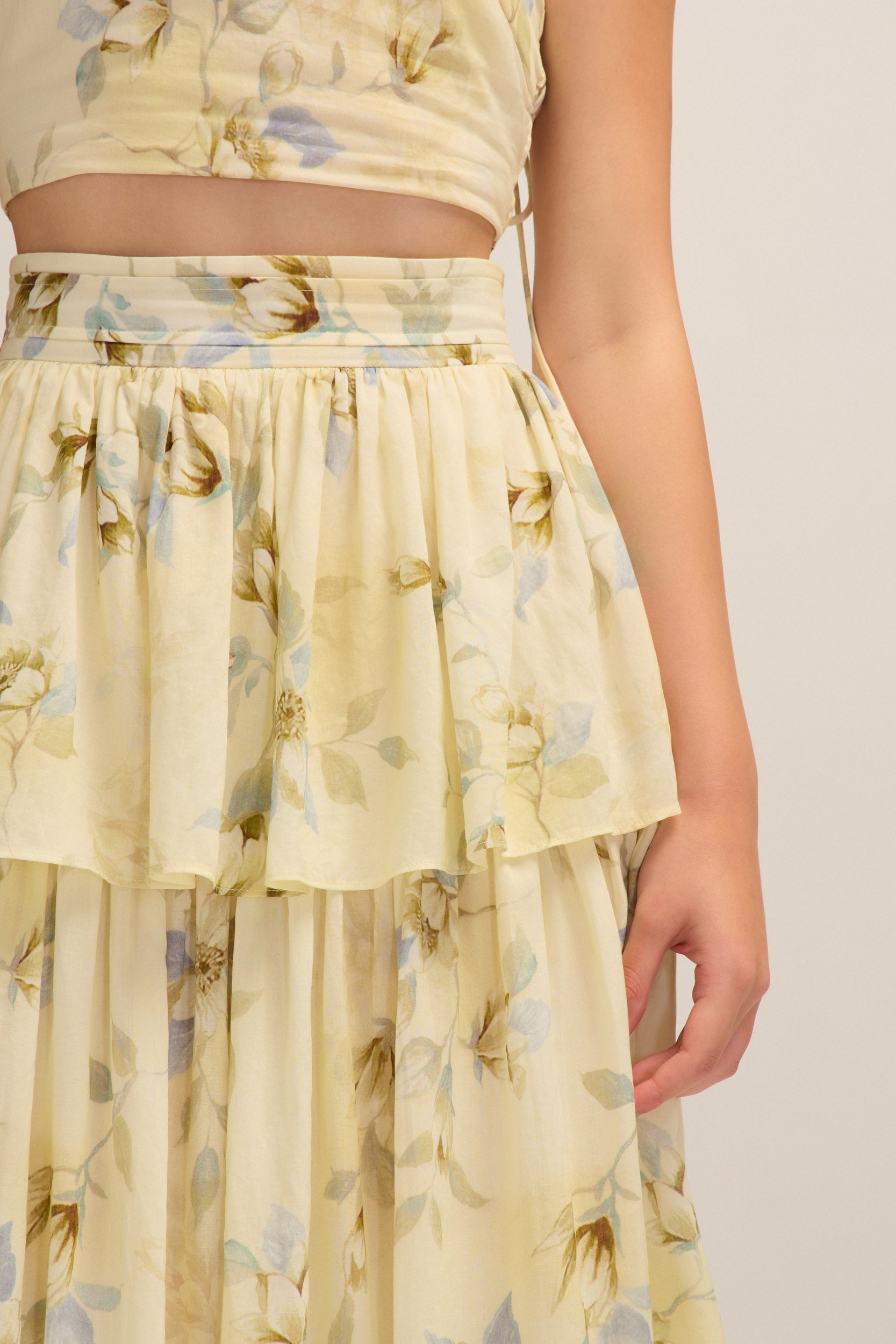 Augustine Floral Tencel Lyocell Tiered Maxi Skirt