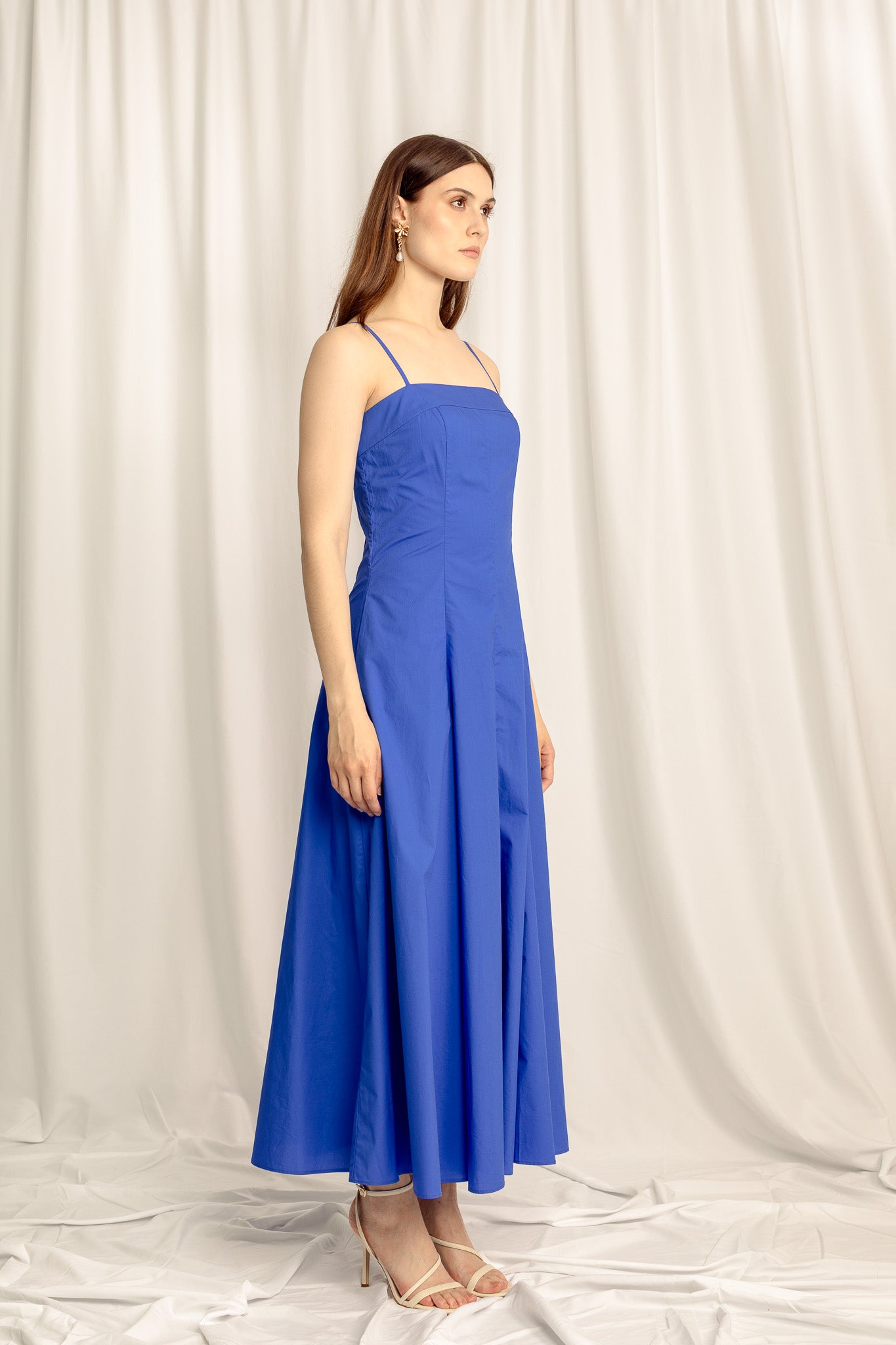 knee length dresses for ladies Low Back Maxi Dress - Lapis Blue