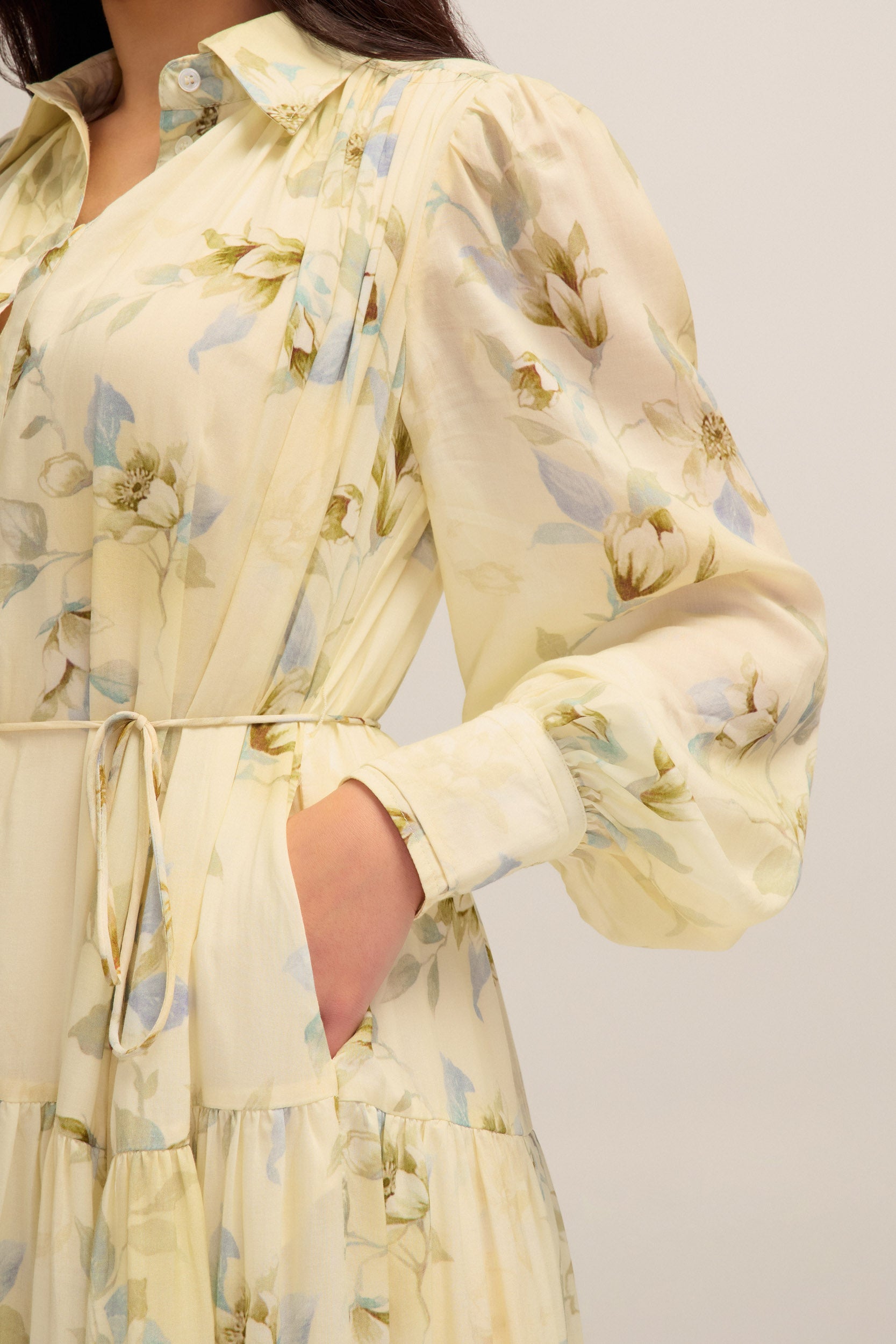 Faye Maxi Tencel Misty Floral Dress Sleeve