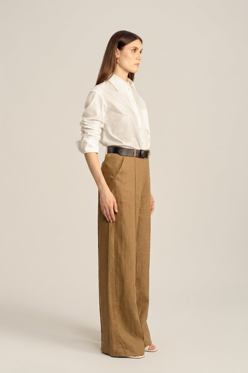 Ardent Petite Straight Leg Pants - Yellow Olive