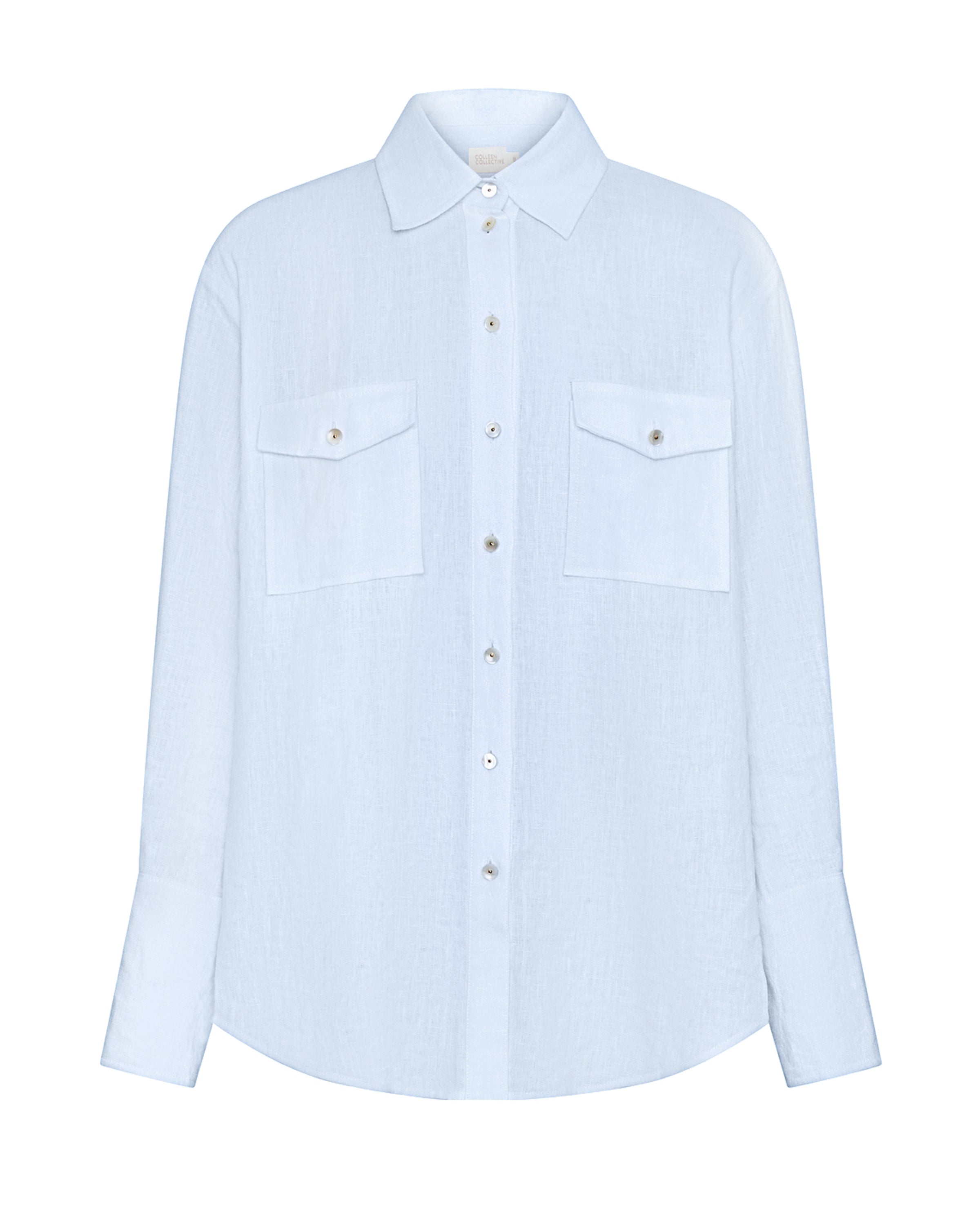 Chalk Blue Ardent Linen Button Up Shirt