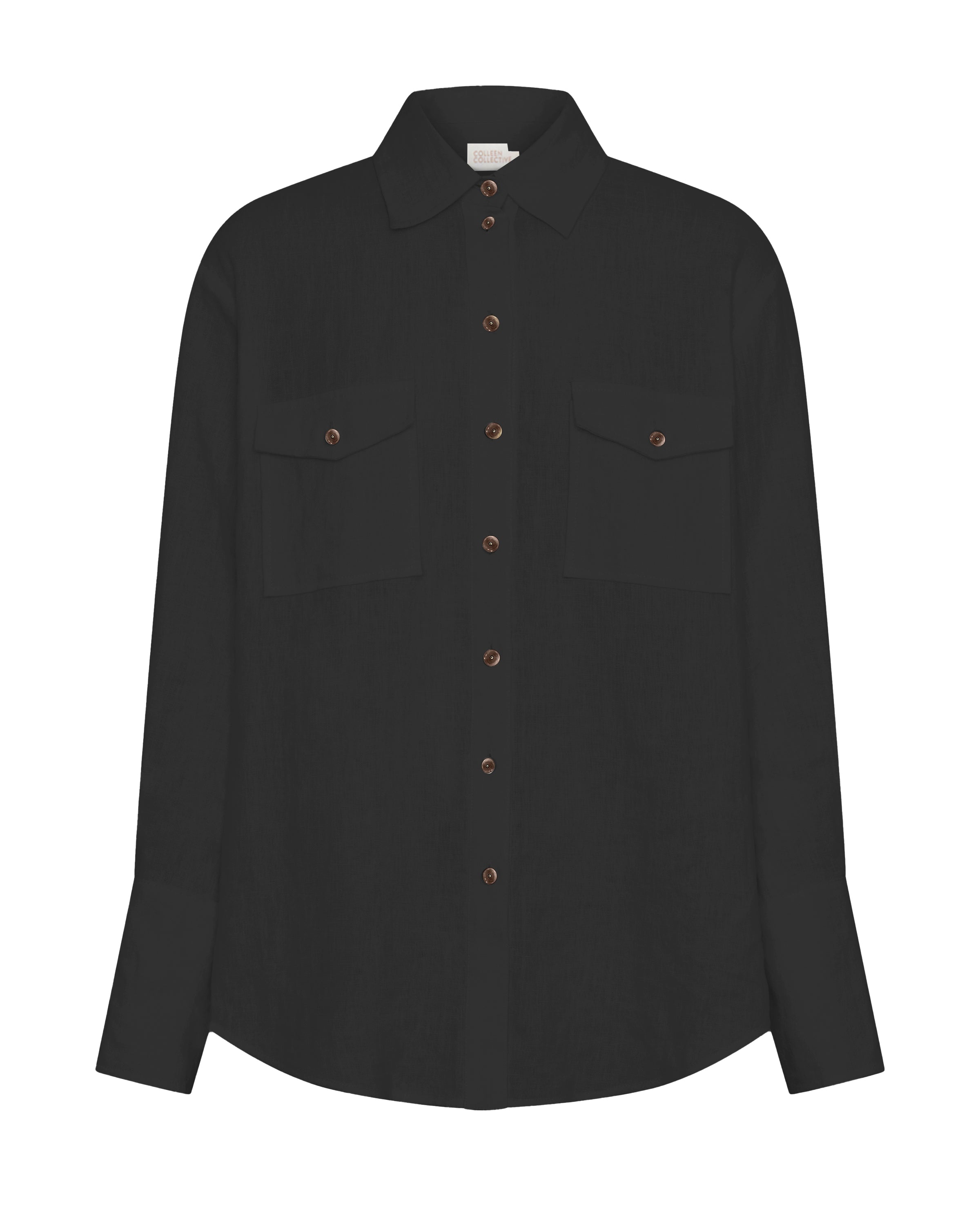 Black Ardent Linen Button Up Top Ghost