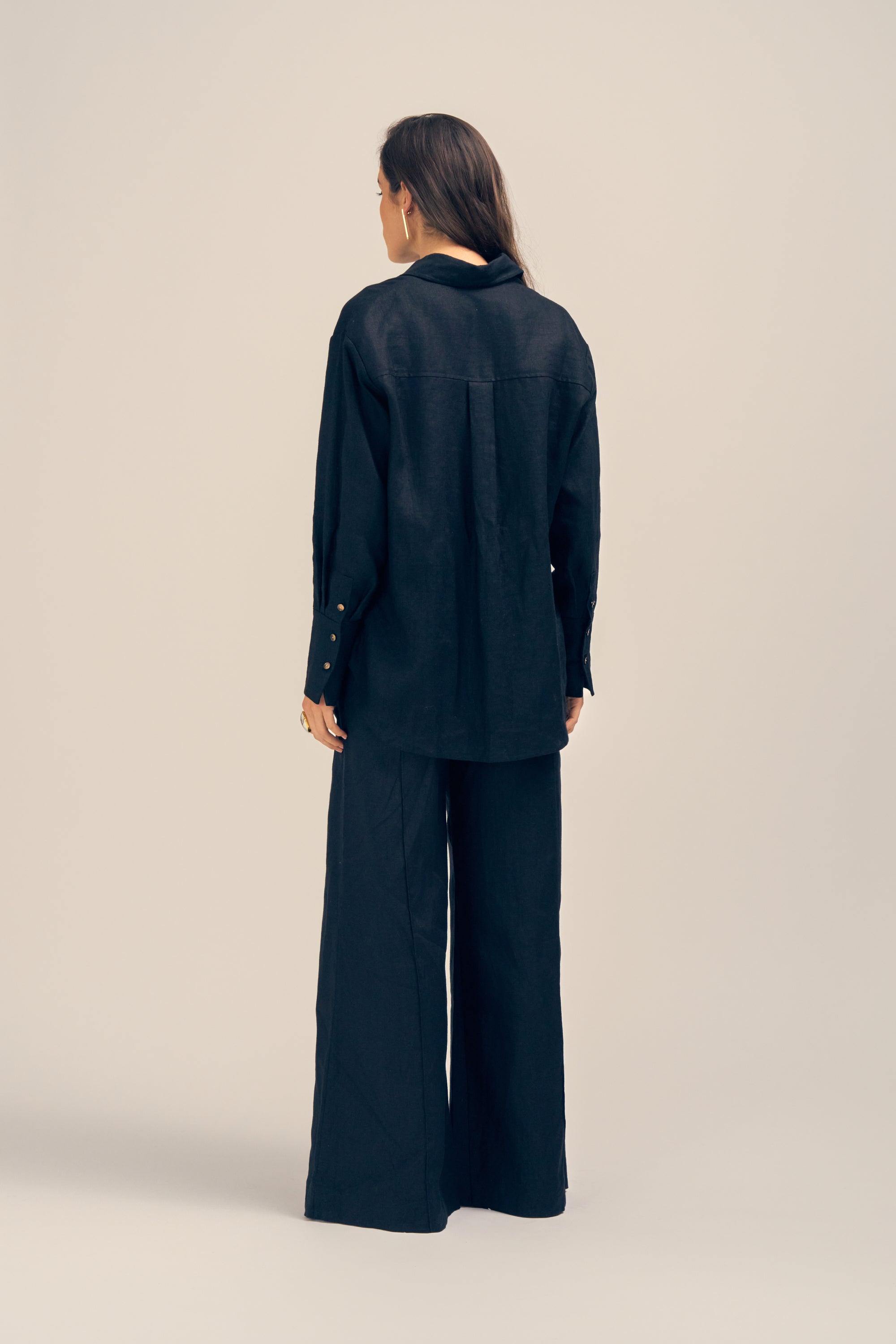 Ardent Black Linen Shirt Back