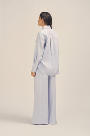 Ardent Chalk Blue Linen Wide Leg Pants Ghost Back