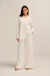 Ardent Linen White Shirt Top Shell Buttons