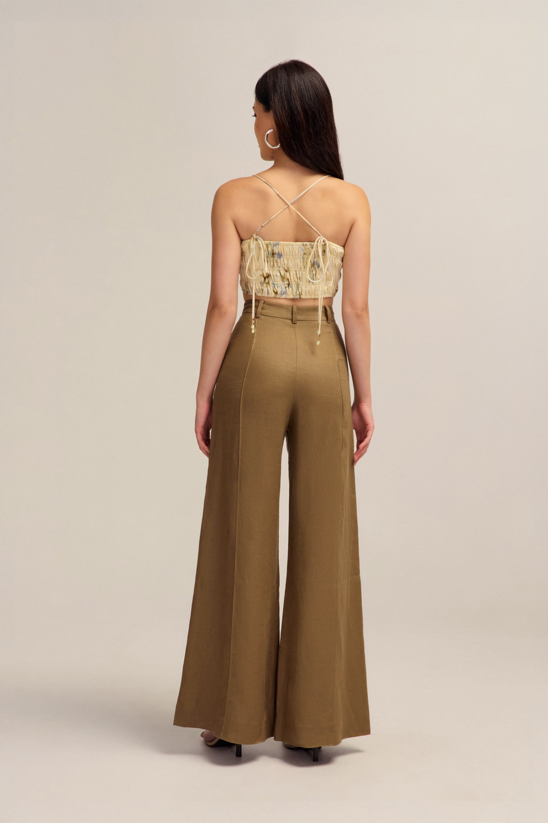 Ardent Olive linen Wide Leg Trouser Pants – Colleen Collective
