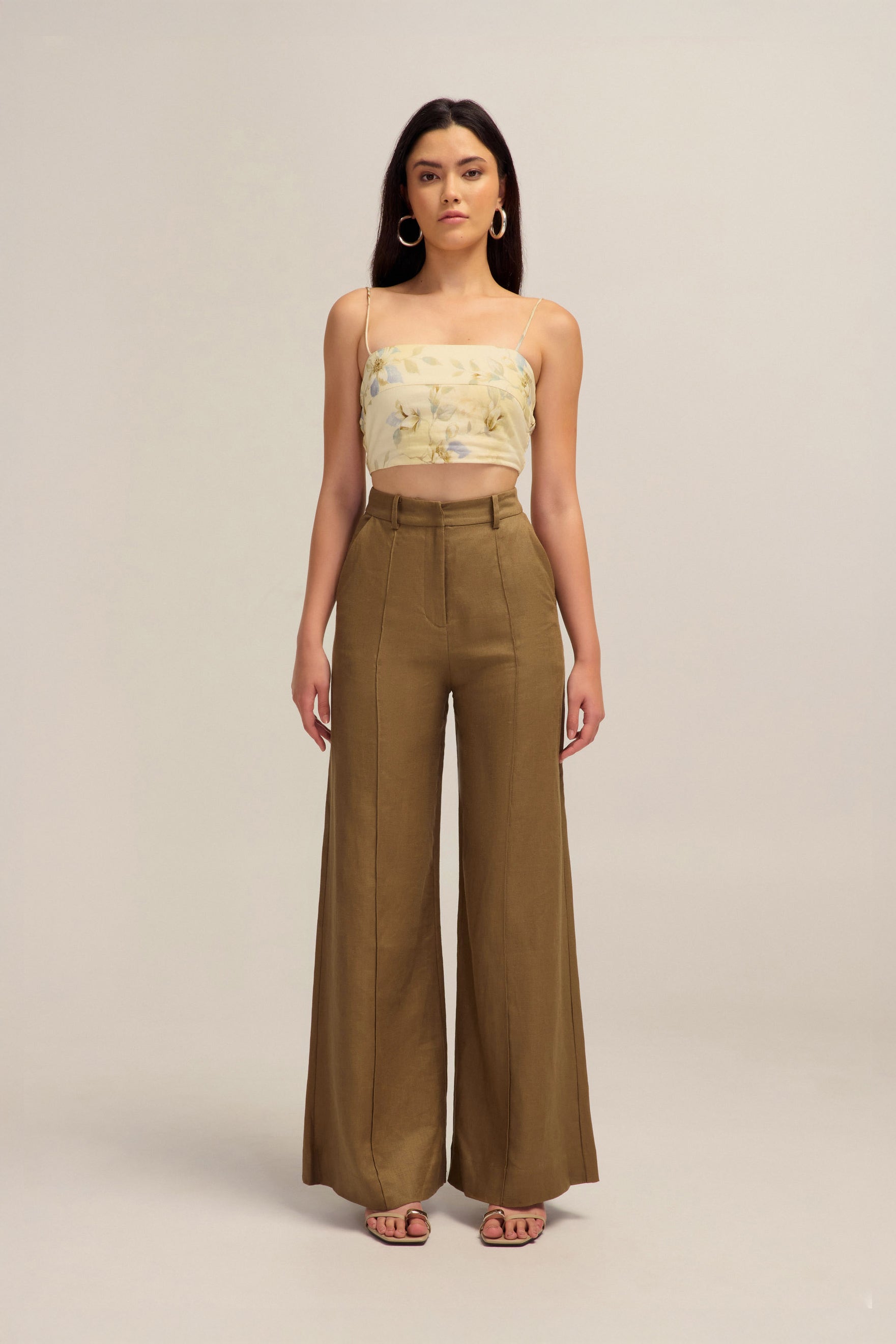 Ardent Yellow Olive Linen Pants