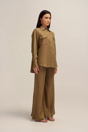 Ardent Yellow Olive Linen Shirt