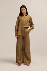 Ardent Linen Shirt - Yellow Olive