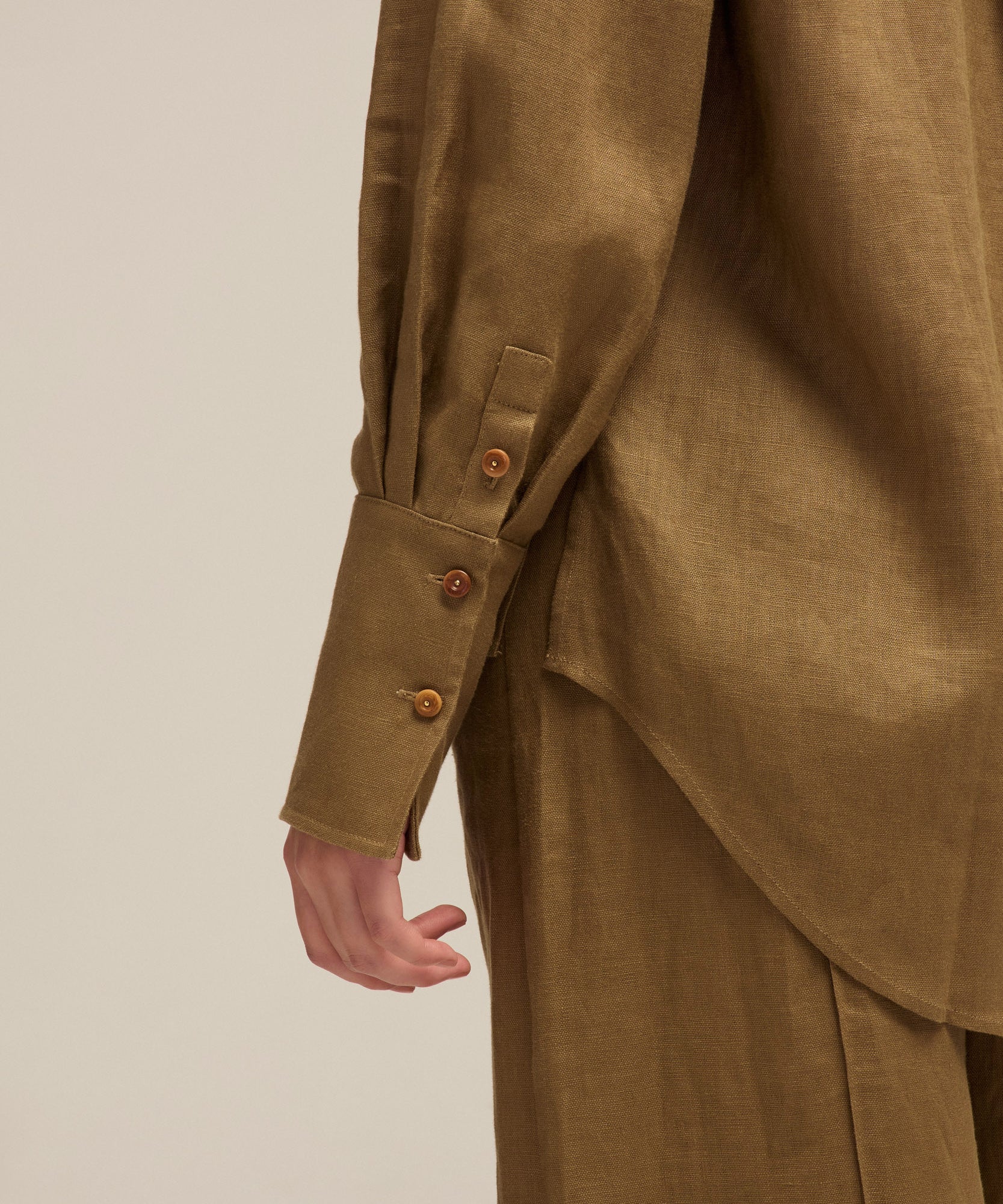 Ardent Yellow Olive Linen Shirt Sleeve Cuff