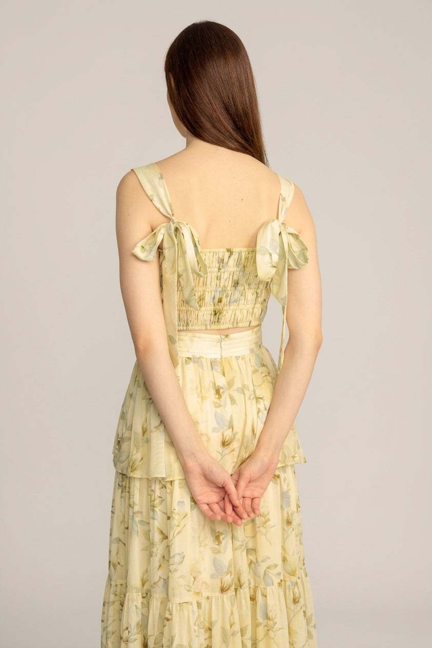 Augustine Wide Strap Crop Top - Misty Floral