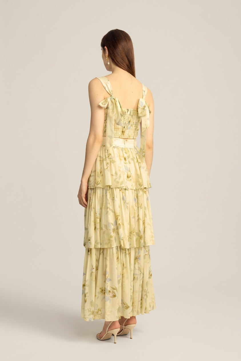 Augustine Wide Strap Crop Top - Misty Floral