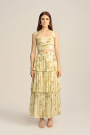 Augustine Wide Strap Crop Top - Misty Floral