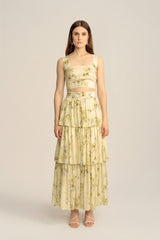 Augustine Wide Strap Crop Top - Misty Floral