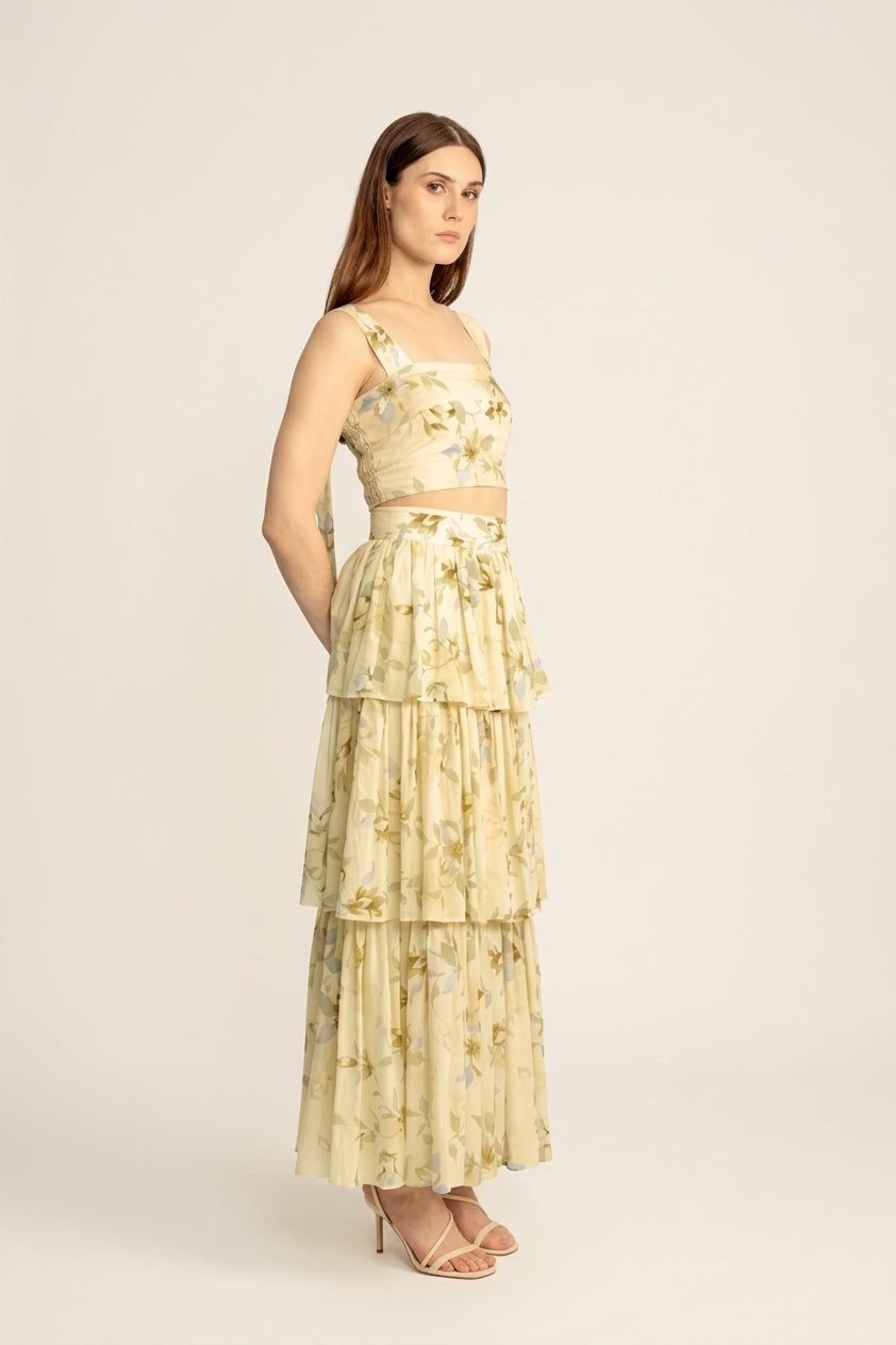 Augustine Wide Strap Crop Top - Misty Floral