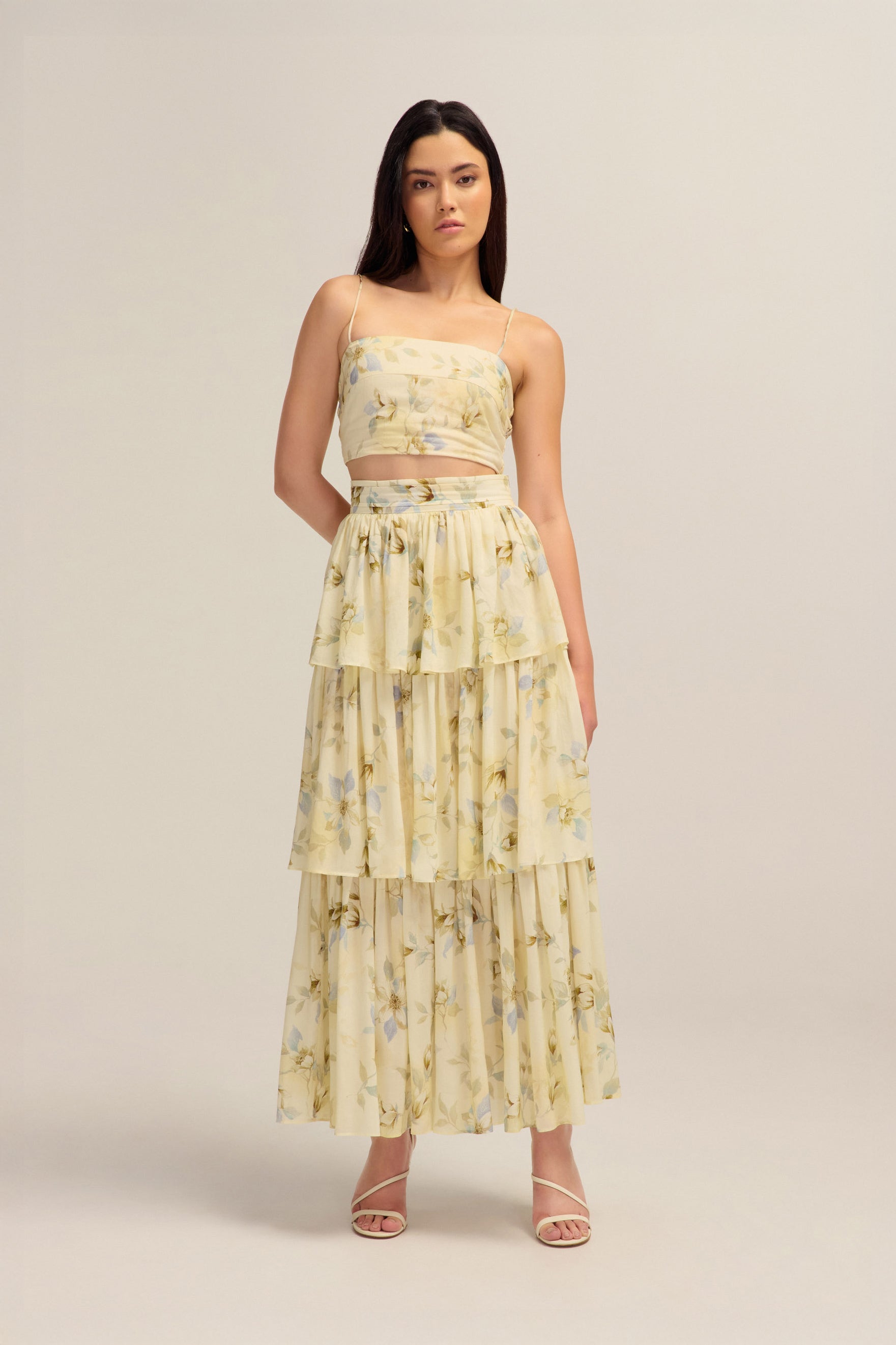 Augustine Floral Tencel Lyocell Tiered Maxi Skirt