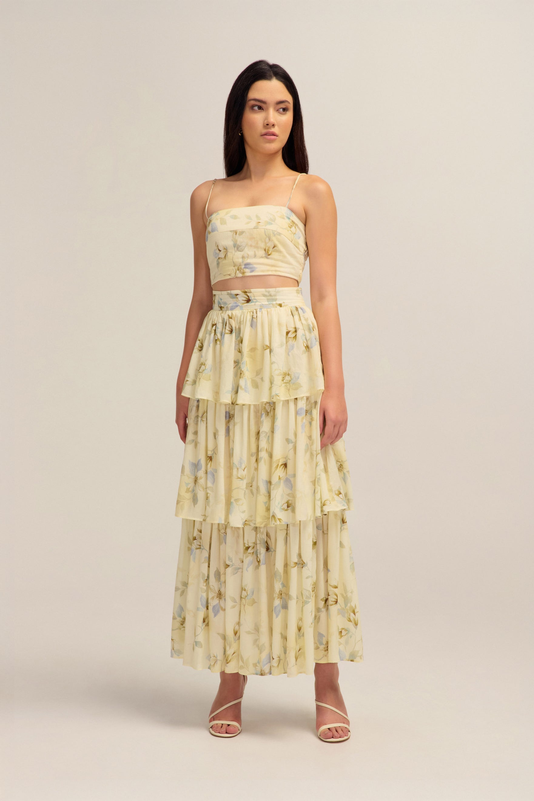 Augustine Floral Tencel Self Tie Crop Top