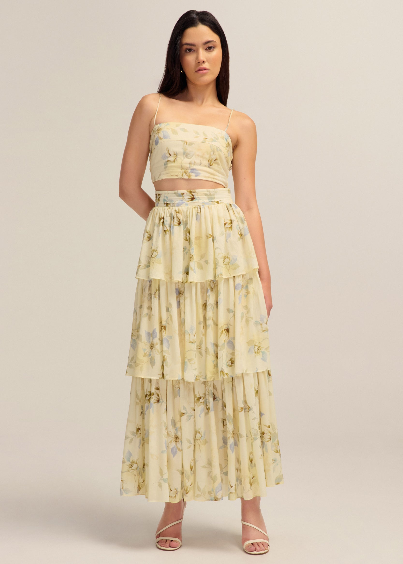 Augustine Floral Tencel Lyocell Tiered Maxi Skirt