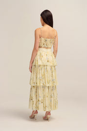 Augustine Floral Crop Top Tie Straps Elastic Beads