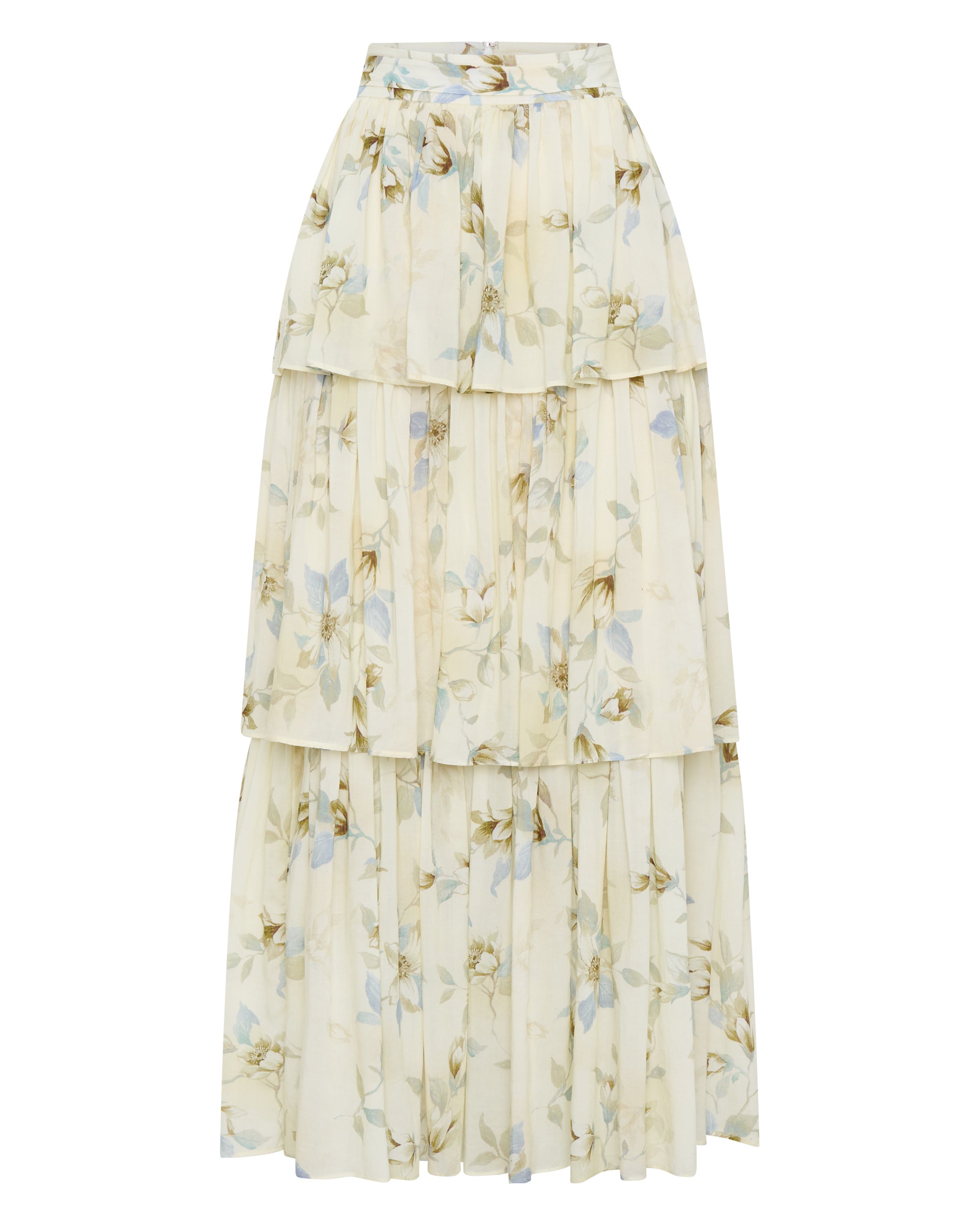 Augustine Floral Tencel Lyocell Tiered Midi Skirt