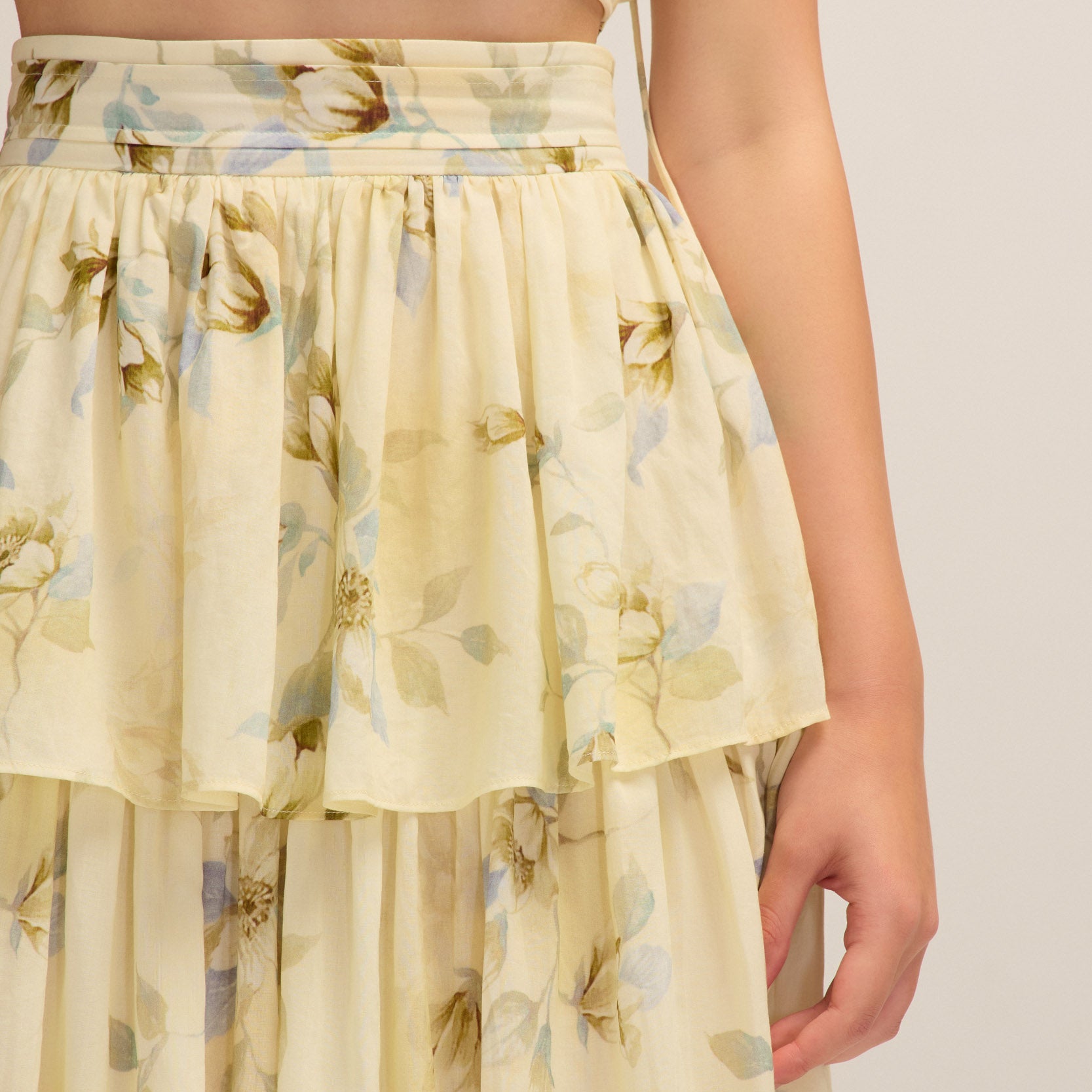 Augustine Floral Tencel Lyocell Tiered Maxi Skirt