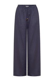 Sahara Petite Linen Drawstring Pants - Indigo