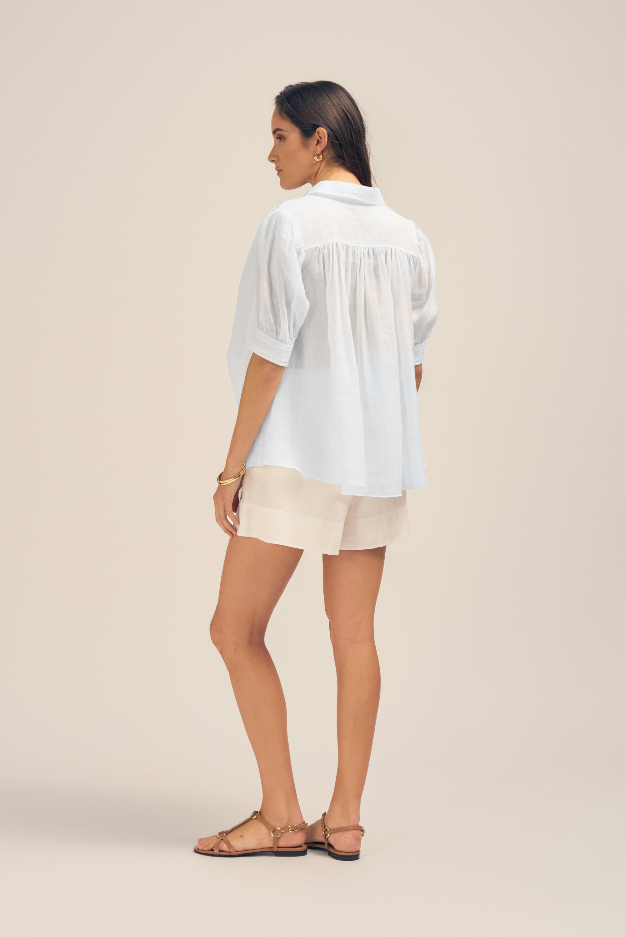 Faye Shirt Powder Blue Front Back