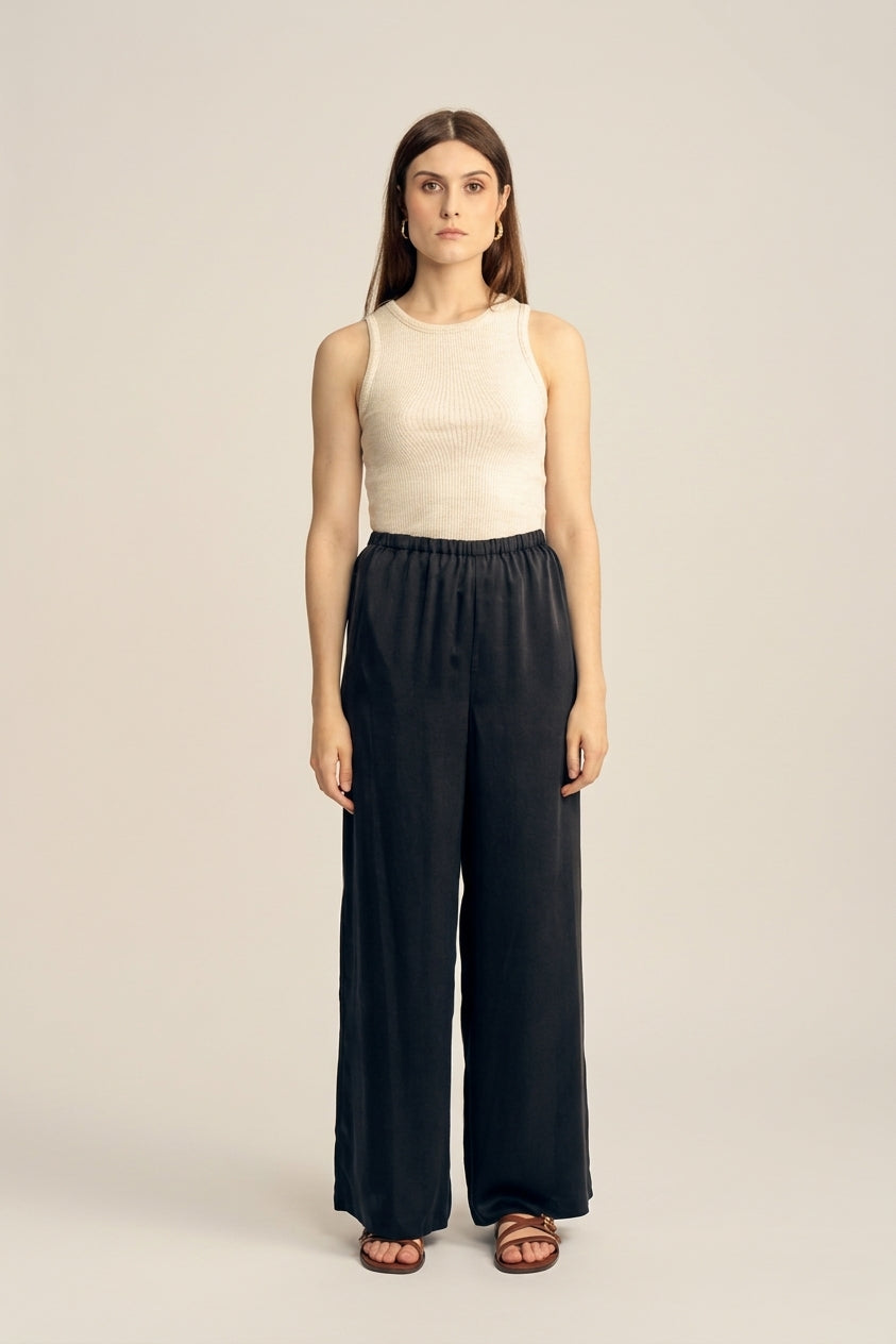 Caspian Pure Silk Pants - Black