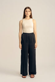Caspian Pure Silk Pants - Black