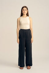 Caspian Pure Silk Pants - Black