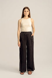 Caspian Petite Pure Silk Pants - Black
