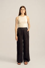 Caspian Petite Pure Silk Pants - Black