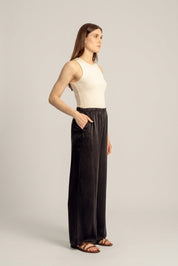 Caspian Pure Silk Pants - Black