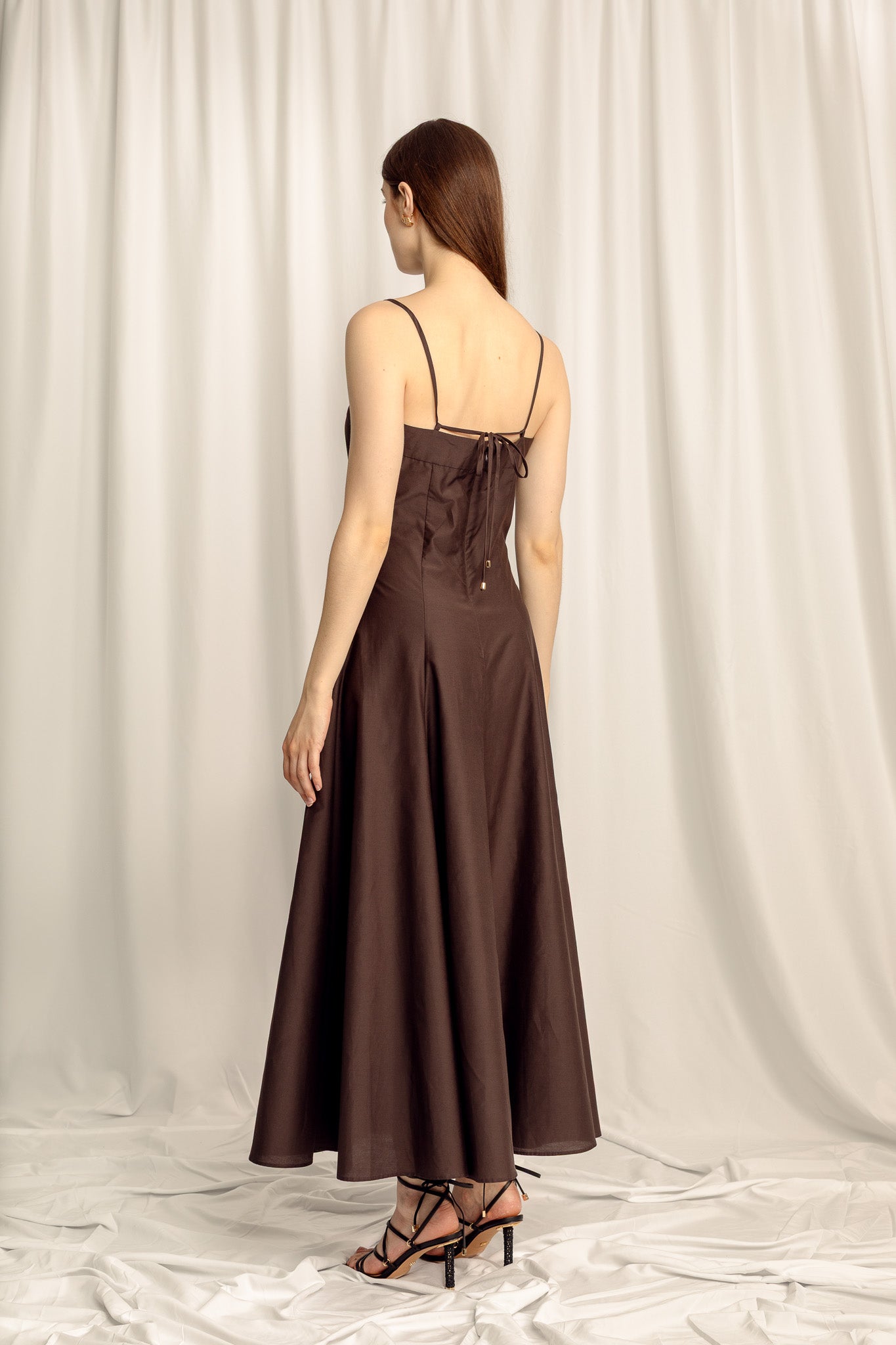 Reverie Petite Silk Cotton Maxi Dress - Espresso