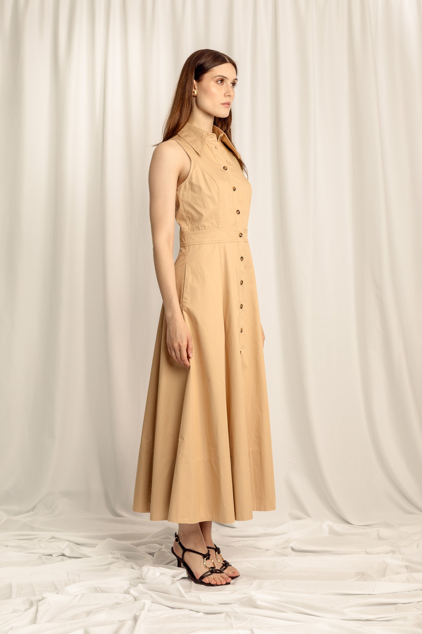 Vivienne Midi Shirt Dress - Caramel