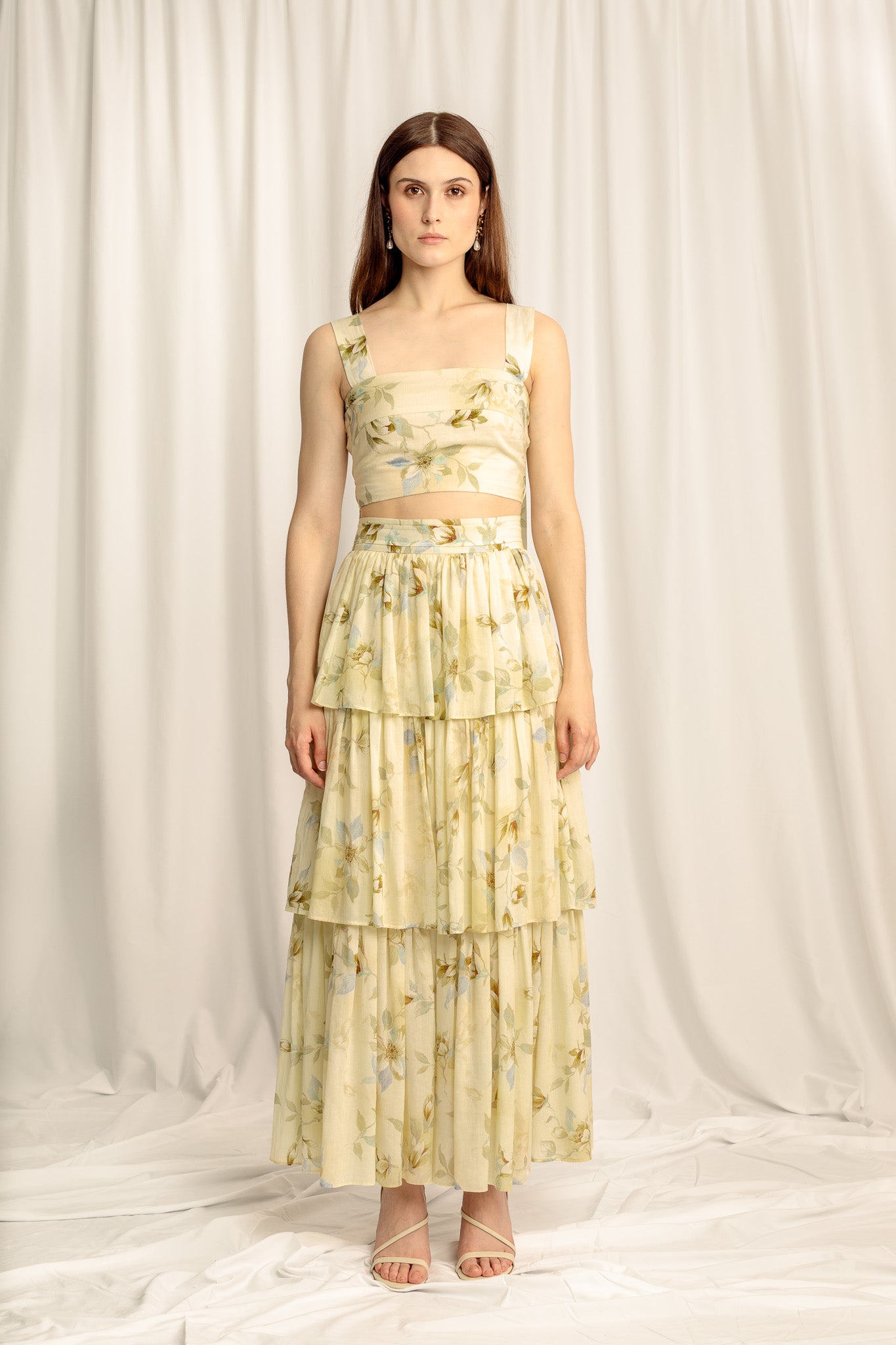 Augustine Wide Strap Crop Top - Misty Floral