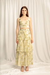 Augustine Wide Strap Crop Top - Misty Floral