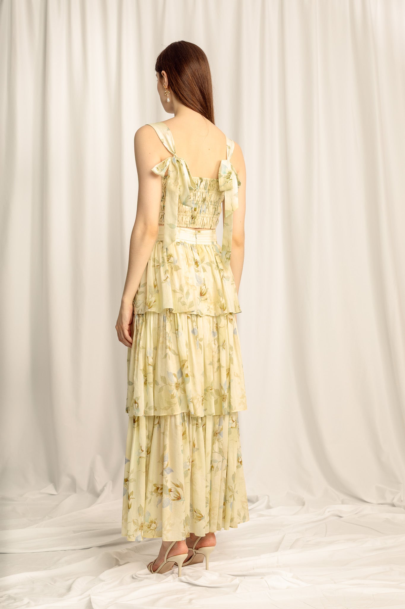 Augustine Wide Strap Crop Top - Misty Floral