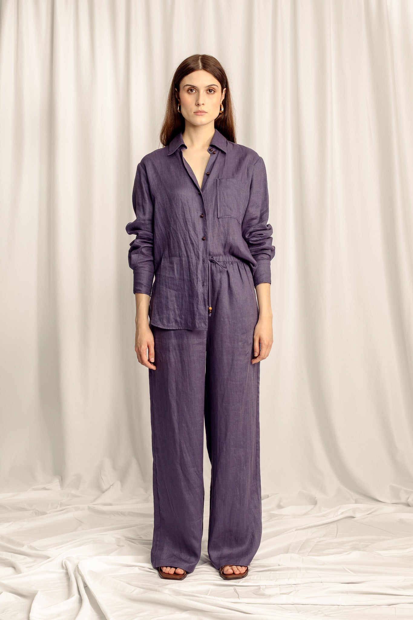 Sahara Linen Drawstring Pants - Indigo