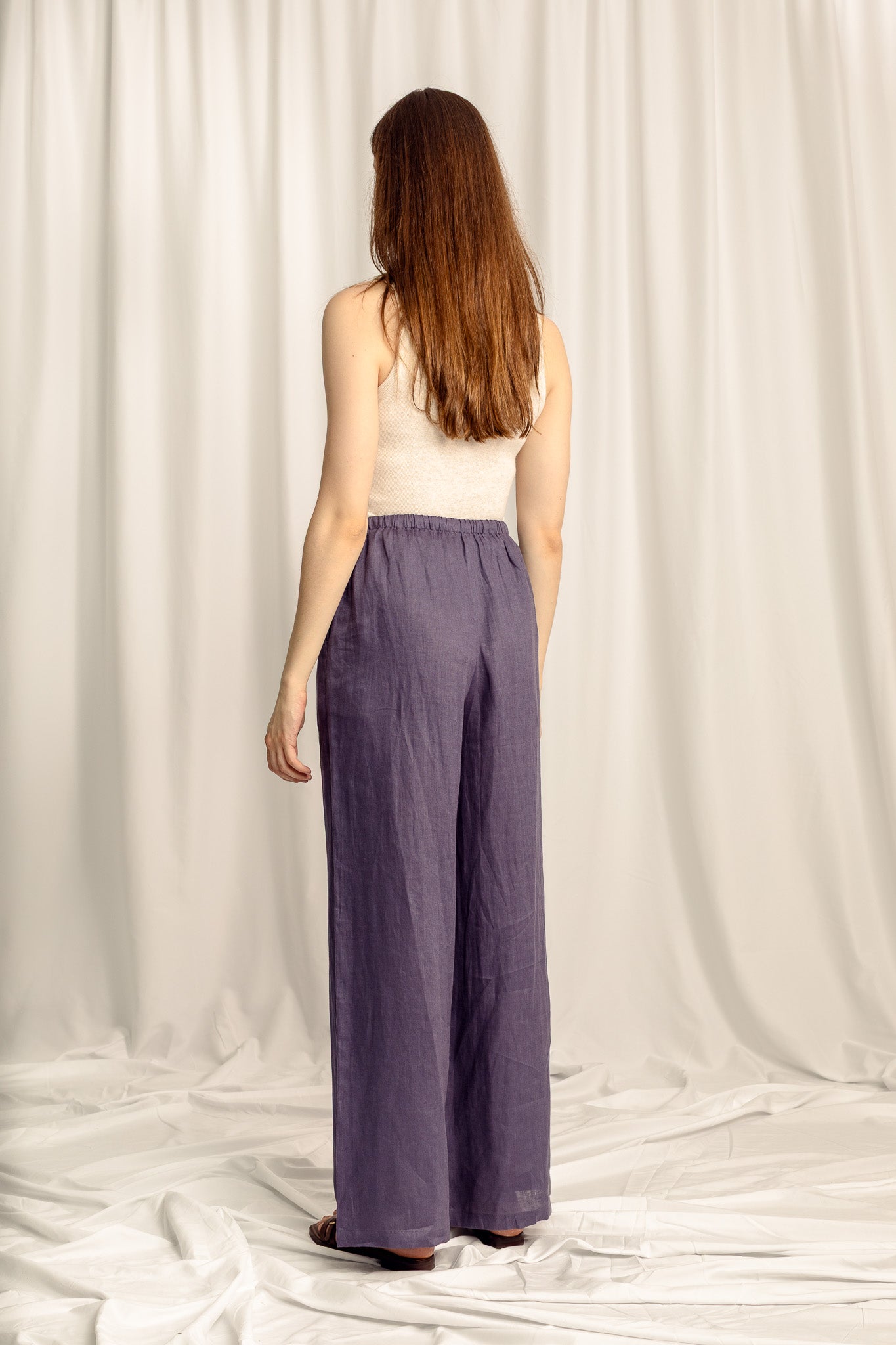 Sahara Petite Linen Drawstring Pants - Indigo