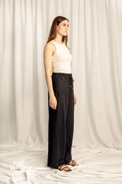 Sahara Linen Drawstring Pants - Black