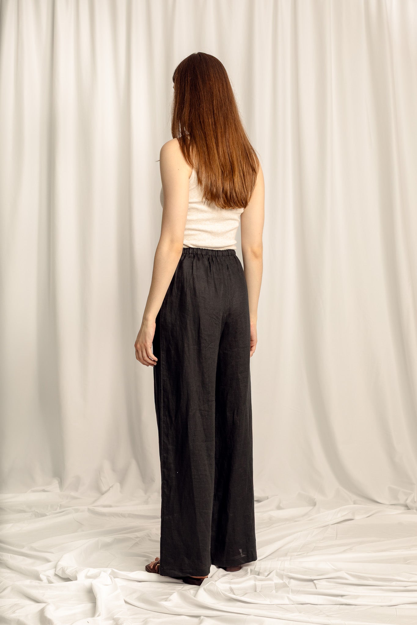 Sahara Linen Drawstring Pants - Black