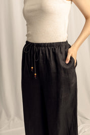 Sahara Linen Drawstring Pants - Black