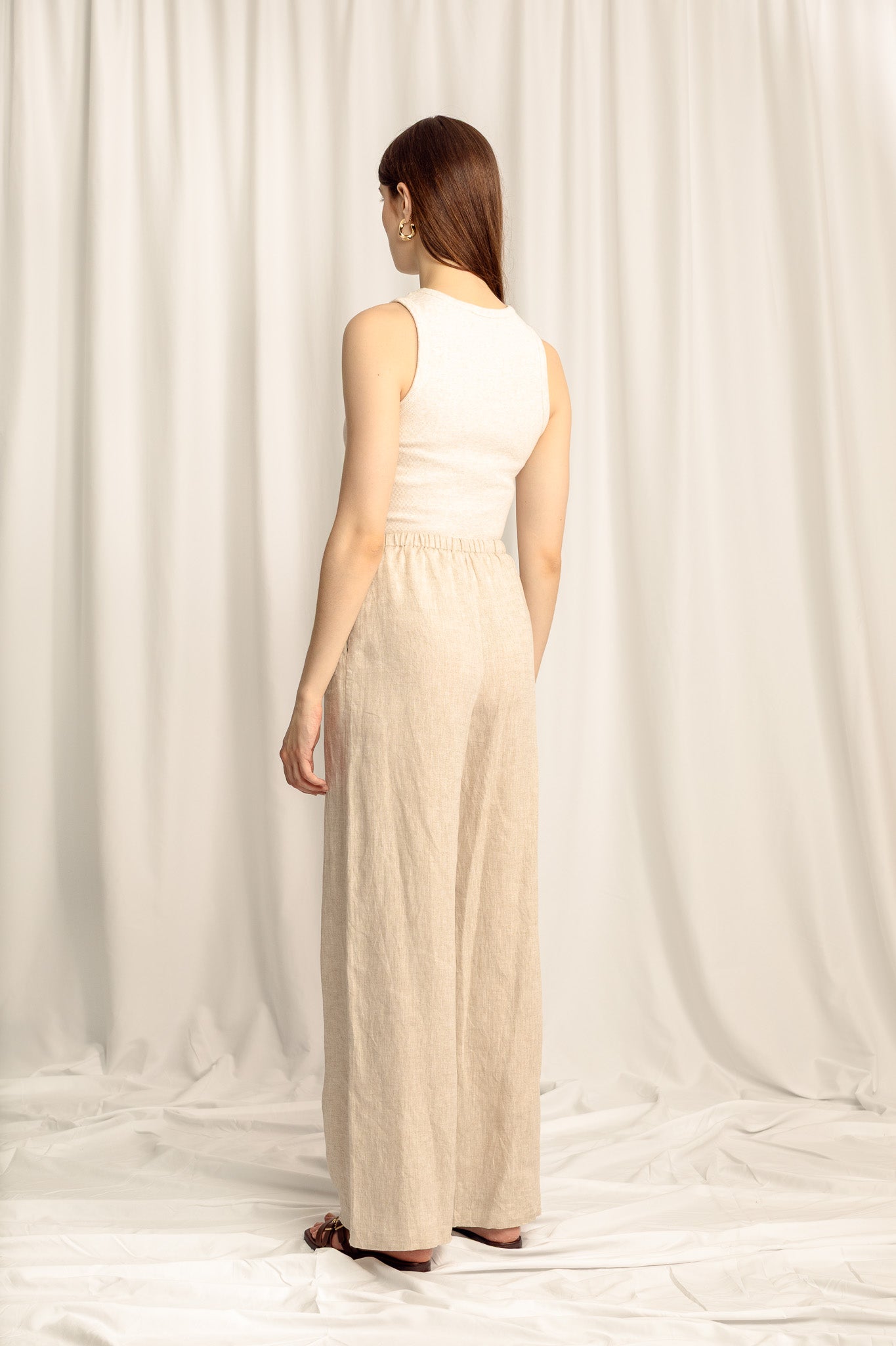 Sahara Petite Linen Drawstring Pants - Natural