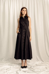 Vivienne Midi Shirt Dress - Black