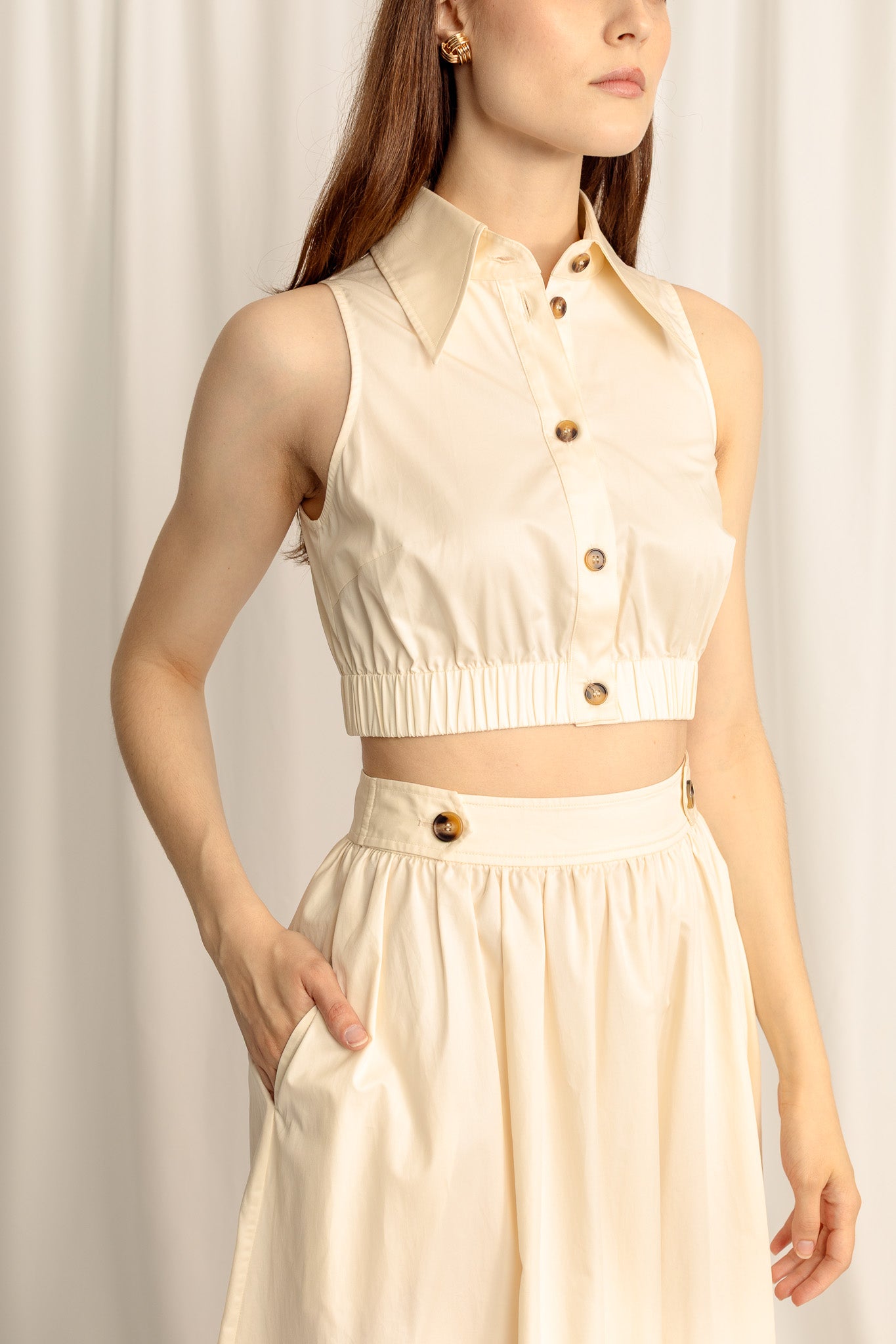 Lillian Crop Top - Cream