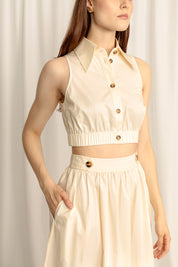 Lillian Crop Top - Cream